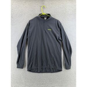 Performance Cycling Jersey Mens Large Black Long Sleeve Quarter Zip Bike Shirt